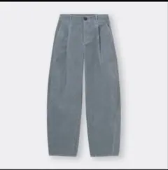 GU ジーユー　コーデュロイバレルレッグパンツ　ブルーグレー S