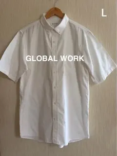 GLOBAL WORK トップス 半袖ボタンダウンシャツ ホワイト L