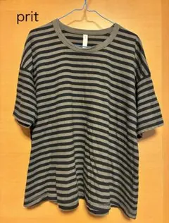 プリット prit ボーダー ブラック×グレーフレアTシャツ ゆったりのサムネイル