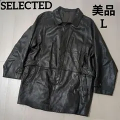 【美品】SELECTED レザー　コート　ラムレザー　革ジャン 羊革　Lサイズ
