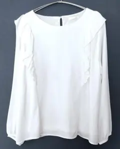 ★CLACIER★ホワイトフリル付き ブラウス長袖　　　　　　L