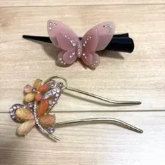 蝶と花のヘアアクセサリーセット　髪飾り　クリップ