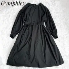 ジムフレックス 長袖 ワンピース ウエストベルト ブラック 綿 ゆったり