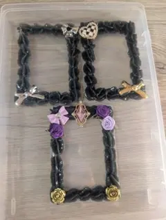 ​【現品6】地雷系・ゴシック ホイップデコ 硬質ケース 3点セット（黒×紫）