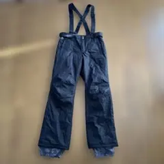 【美品】ブラック スノーボードパンツ サスペンダー付き レディース LL