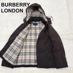 バーバリーロンドン ダウンジャケット フード ブラウン ノバチェック L