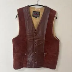 ビンテージ フェイクレザー ベルベット ベスト 日本製