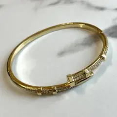 ネイルバングル ゴールド ブレスレット 18KGP ジルコニア キラキラ 高級感