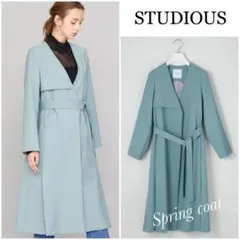 【未使用近】定価¥31,900ダブルクロス ノーカラー ロングコート春