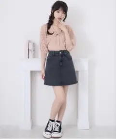 【美品】ems excite スカシ編みボレロ＆キャミソール セット ピンク Fのサムネイル