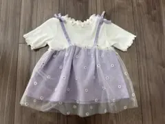 アプレレクール デイジーモチーフ チュール キャミドッキング Tシャツ 80美品