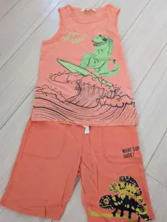 恐竜デザイン ノースリーブタンクトップとショートパンツセット