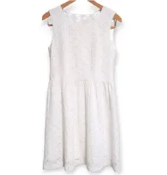 値下げ！【新品未使用】ユニバーバルミューズ 膝丈ワンピース 総レース 白