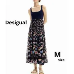 Desigual 花柄 コンビネーション ミディワンピース チュール 紺 Mのサムネイル