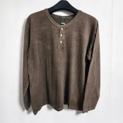 good on グッドオン ヘンリーネックシャツ XL 長袖 茶 ブラウンのサムネイル