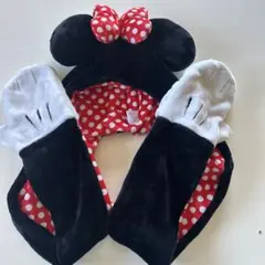 ミニーマウス フード付きキャップ　手袋つきマフラー