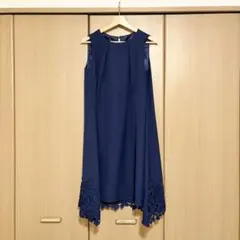 パーティドレス/ワンピース ネイビー 花柄刺繍