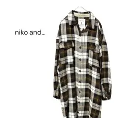 niko and... ニコアンド　ロングシャツワンピース　ジャギーチェック　F