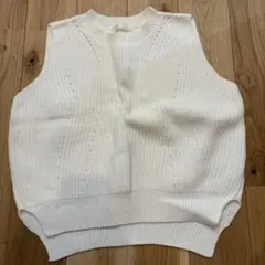 Jeanasis ニットベスト ホワイト F 綿100 レディース