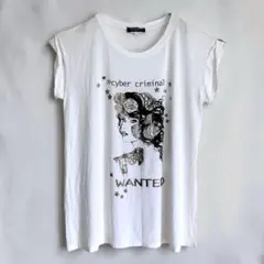 【リナシメント】Tシャツ　カットソー　チュニック　ビジュー　ストレッチ　白　Sのサムネイル