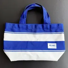 ビームスデザイン　ミニトートバッグ　青✖️白