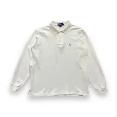 古着90s Polo Ralph Lauren 長袖ポロシャツ M ホワイト