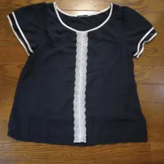 専用です！スカート付き　C.D.S BASIC 半袖 ブラウス レース ブラックのサムネイル