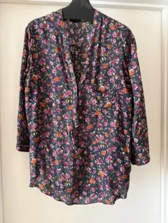 ZARA BASIC 花柄五分袖シャツ L