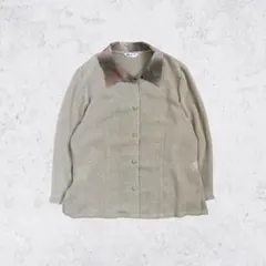 日本製 襟柄デザインシャツ 11号 M相当 ベージュ 長袖 トップス