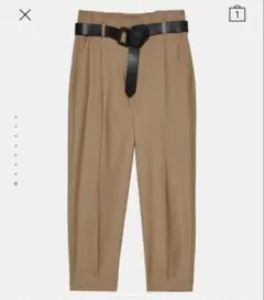 ZARA /ベルト付きタック入りパンツ M