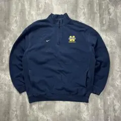 ナイキ 刺繍ロゴ ハーフジップスウェット ネイビ XL 6059