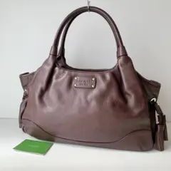 Kate Spade レザー ハンドバッグ ダークブラウン ショップ袋付き 