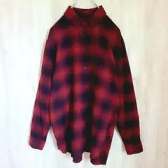 UNIQLO ユニクロ シャツ XL ブラック×レッド チェック 長袖