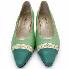 ✨️美脚効果✨️ ポインテッドトゥ ダイアナ バイカラー 刺繍 日本製 23.5