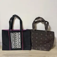 FAUCHON トートバッグ 黒 ピンク内側とぺックのトートバック　セット