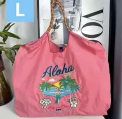 新品未使用 Aloha Hawaii 刺繍入り エコバッグ ピンク L