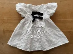 【美品】SHEIN ホワイト 花柄 ジャガード ワンピース 92〜98cmのサムネイル