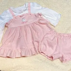 メゾピアノ　ギンガムチェック柄 セットアップ80