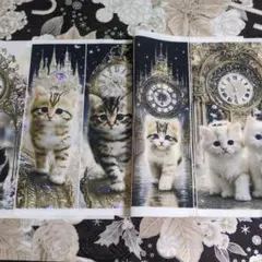 未使用　可愛い猫ちゃんパネル生地4枚＆花柄生地です。