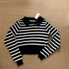 ストライプ クロップドニット Mサイズ