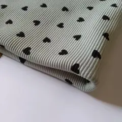 リブニット生地　ハート（やさしいミント色）　秋冬用　延長可能　即日発送です