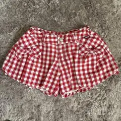 メゾピアノ ショートパンツ バルーン 赤と白のチェック柄 140
