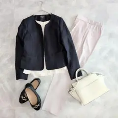 【極美品】オフィスカジュアル3点セット M 春夏 ノーカラージャケット パンツ