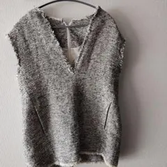 ツイード Vネック ノースリーブ ベスト