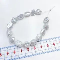 【現品限り】高品質 淡水パール バロック メタリックシルバーホワイト15個 ②