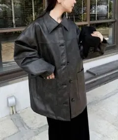 select MOCA by sonステンカラーフェイクレザージャケットブラック