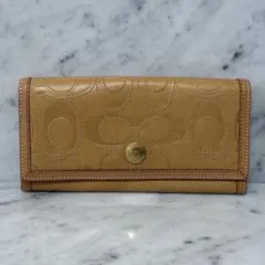 美品 COACH コーチ 本革 レザー ブラウン シグネチャー ブラウン