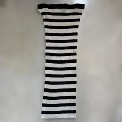 リブ編み ボーダー タイトスカート EUR S ブラック/ホワイト