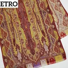 ETRO エトロ ストール ペイズリー柄 ウール混 レッド イエロー パープルのサムネイル