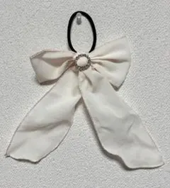 リボンヘアゴム 白黒セット‎‪